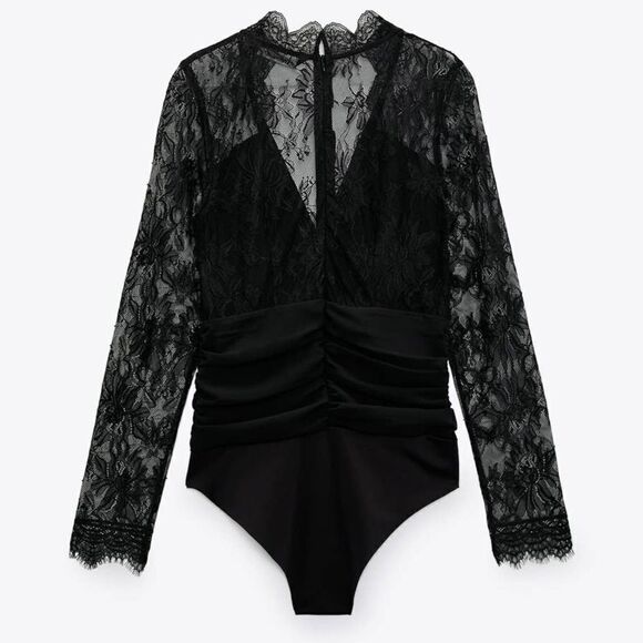 ZARA Lace Draped Bodysuit New - Picture 4 of 7